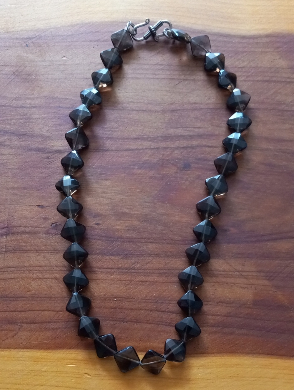 Mid-Century Modern Brown Glass Bead Geometric Statement Necklace